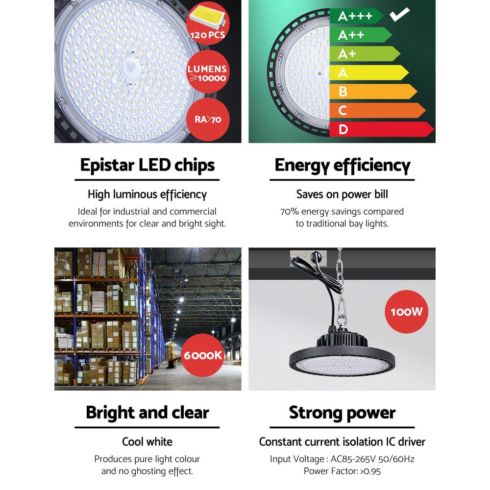 Leier LED High Bay Lights Light 100W Industrial Workshop Warehouse Gym Tristar Online