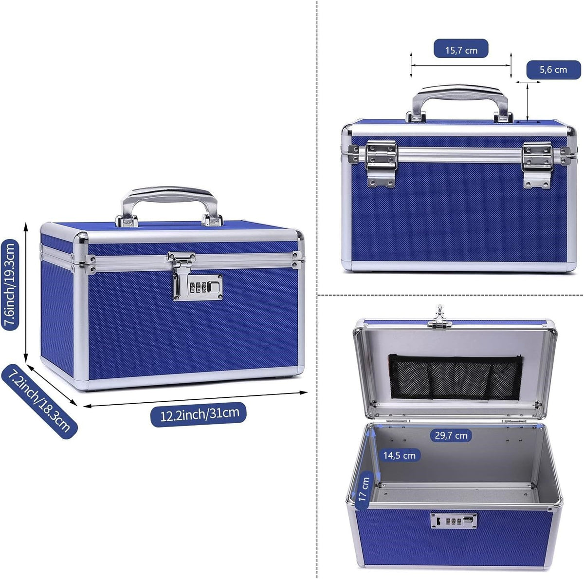Locking Combination Medicine Box (Blue/Medium) Tristar Online