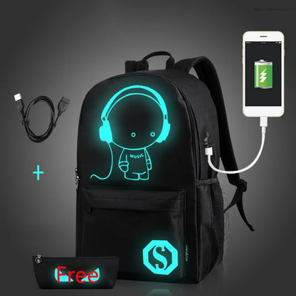 Luminous School Bags For Kids, College Bags For Boys & Girls Students With Waterproof USB Luminous