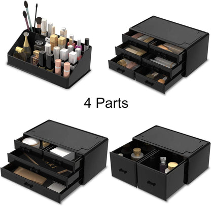 Makeup Cosmetic Organizer Storage with 12 Drawers Display Boxes (Black) Tristar Online