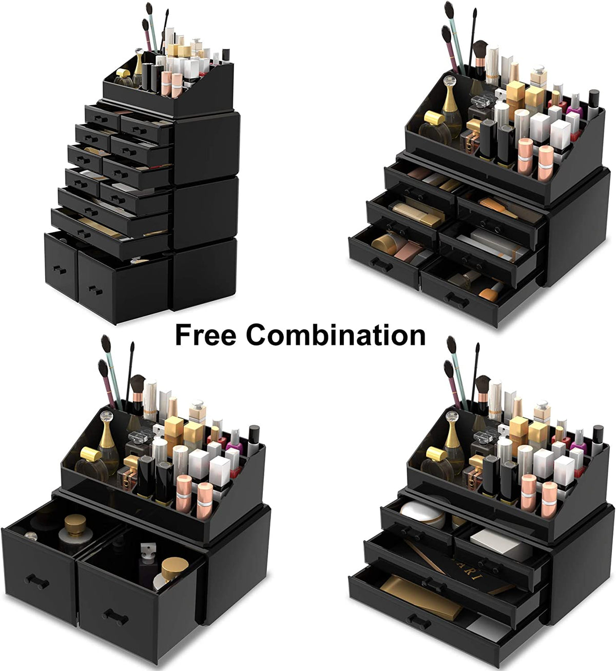 Makeup Cosmetic Organizer Storage with 12 Drawers Display Boxes (Black) Tristar Online