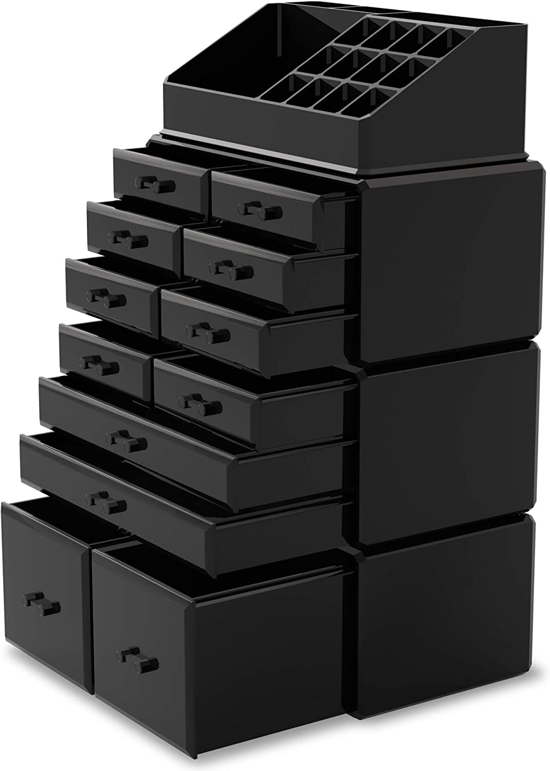 Makeup Cosmetic Organizer Storage with 12 Drawers Display Boxes (Black) Tristar Online