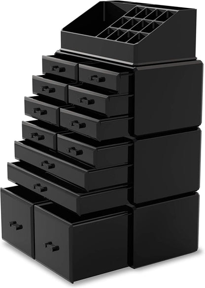 Makeup Cosmetic Organizer Storage with 12 Drawers Display Boxes (Black) Tristar Online