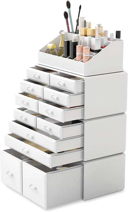 Makeup Cosmetic Organizer Storage with 12 Drawers Display Boxes (White) Tristar Online