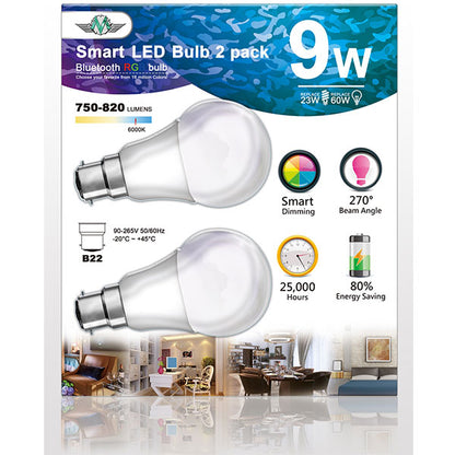 MV SMART BULB 9W B22 TWIN PACK  (apple app only ) Tristar Online