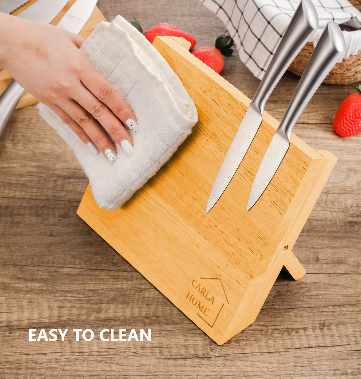 Natural Bamboo Magnetic Knife Block Holder with Strong Magnets for Home Kitchen Storage & Organisation Tristar Online