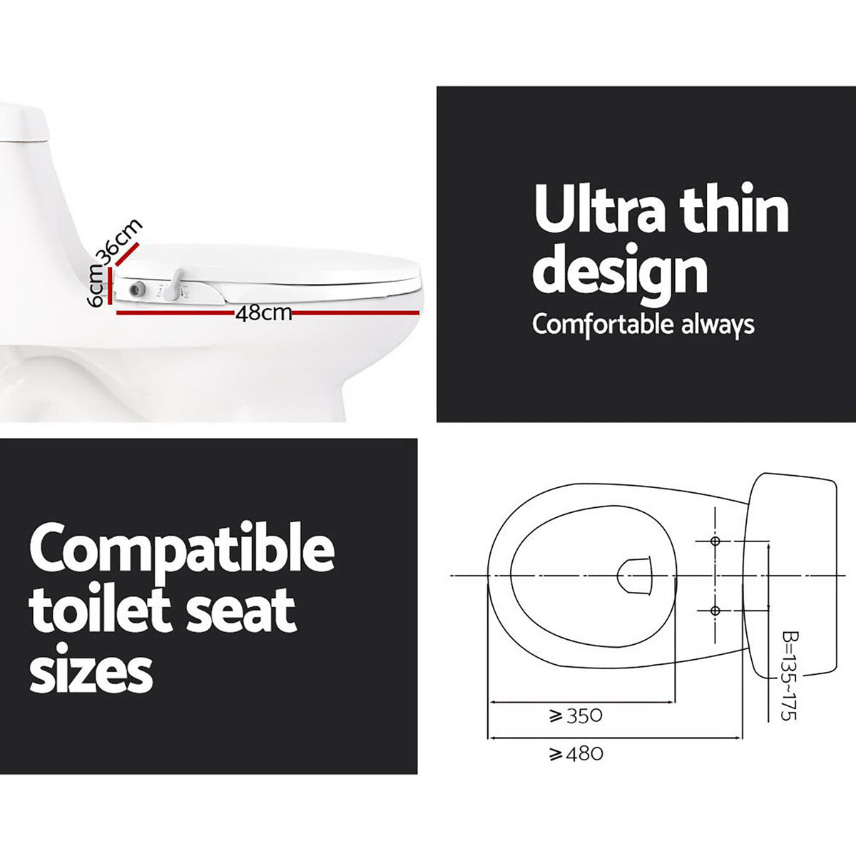 Non Electric Bidet Toilet Seat Bathroom  - White Tristar Online