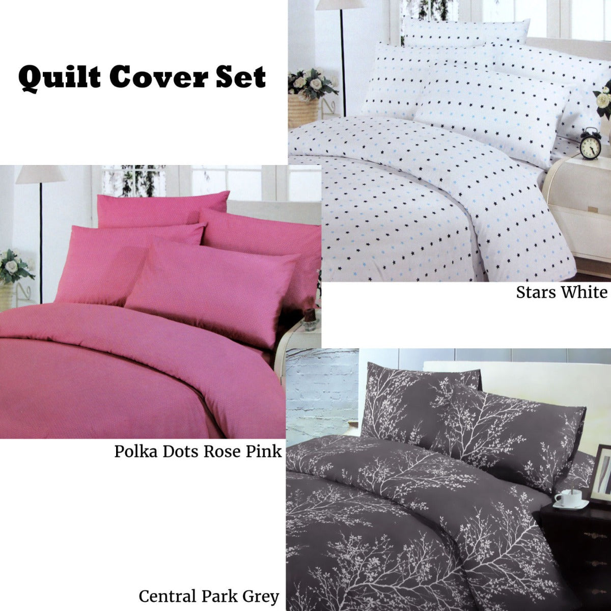 Polyester Cotton Polka Dots Quilt Cover Set Double Tristar Online
