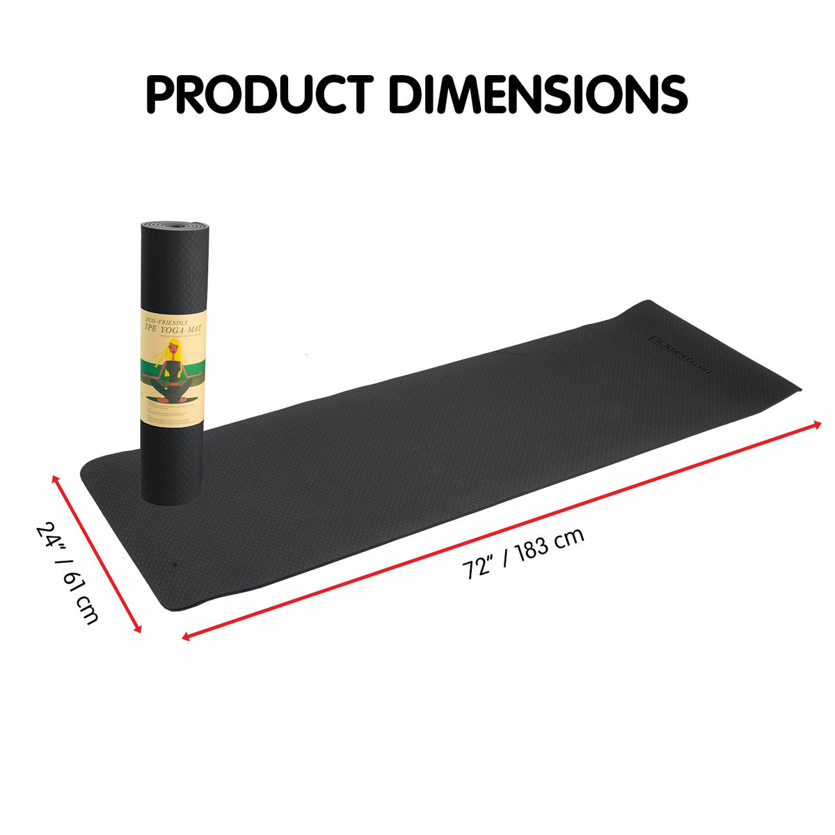 Powertrain Eco-friendly Dual Layer 6mm Yoga Mat | Midnight | Non-slip Surface And Carry Strap For Ultimate Comfort And Portability Tristar Online