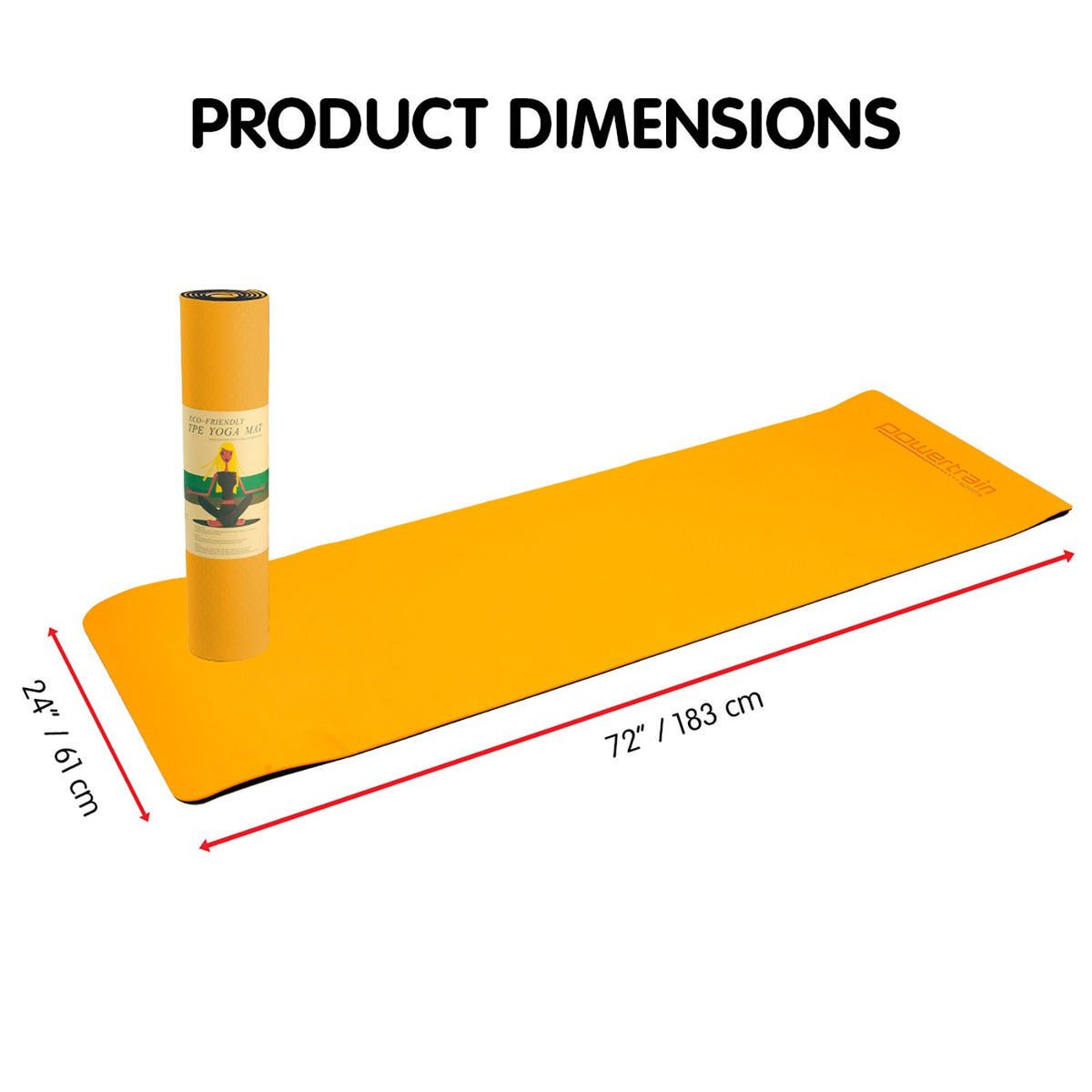 Powertrain Eco-friendly Dual Layer 8mm Yoga Mat | Orange | Non-slip Surface And Carry Strap For Ultimate Comfort And Portability Tristar Online