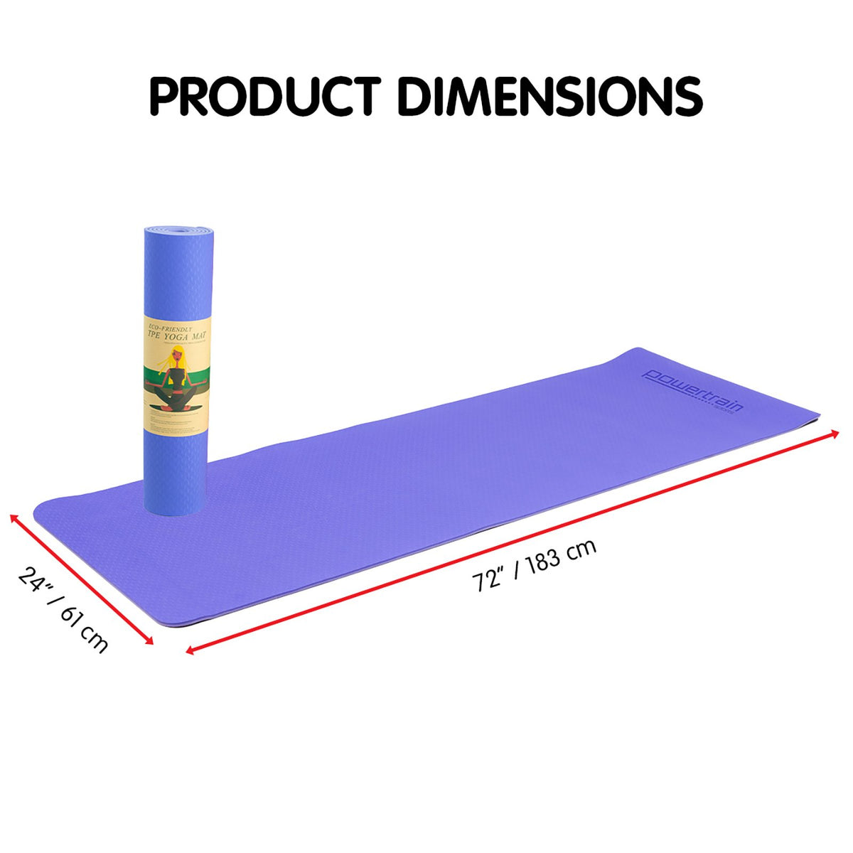 Powertrain Eco-Friendly TPE Pilates Exercise Yoga Mat 8mm - Light Purple Tristar Online