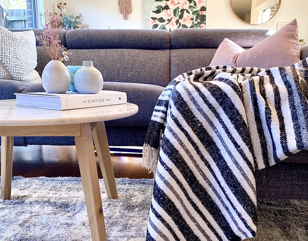 Richmond Throw - Reclaimed Wool Blend - Monochrome Tristar Online