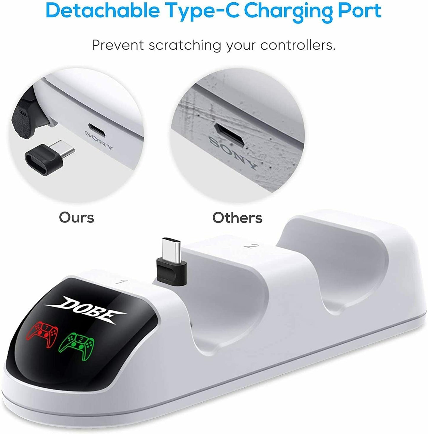 Dobe PS5 Controller Charger Dock Charging Station Stand with Dual LED - PlayStation 5 Dobe
