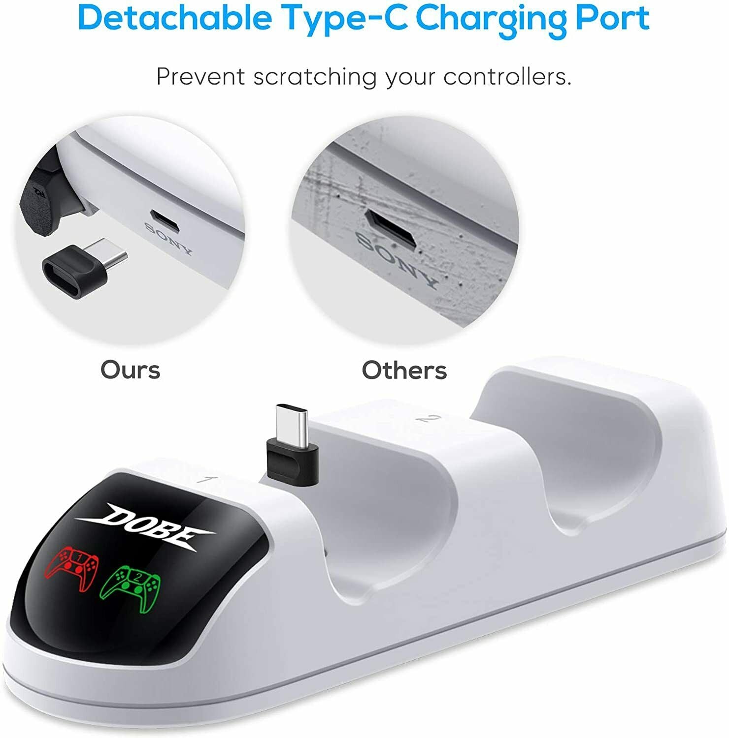 Dobe PS5 Controller Charger Dock Charging Station Stand with Dual LED - PlayStation 5 Dobe