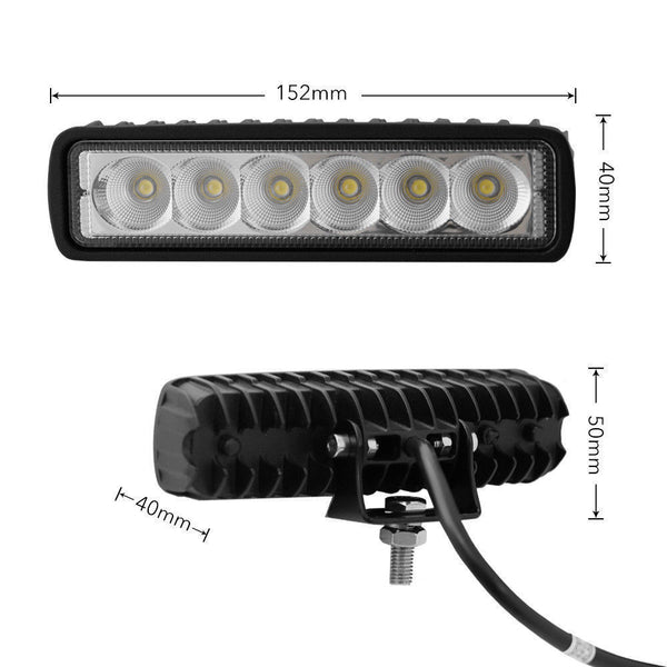 2 x 6inch 18W LED Work Light Bar Driving Lamp Flood Truck Offroad MINING UTE 4WD Tristar Online