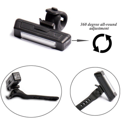 Set USB Rechargeable LED Bike Front Light headlight lamp Bar rear Tail Wide Beam Tristar Online