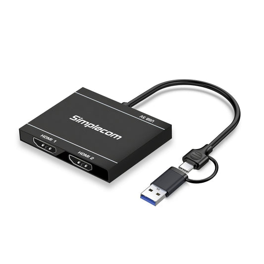 Simplecom DA327 USB 3.0 or USB-C to Dual HDMI Display Adapter for 2x 1080p Extended Screens Tristar Online