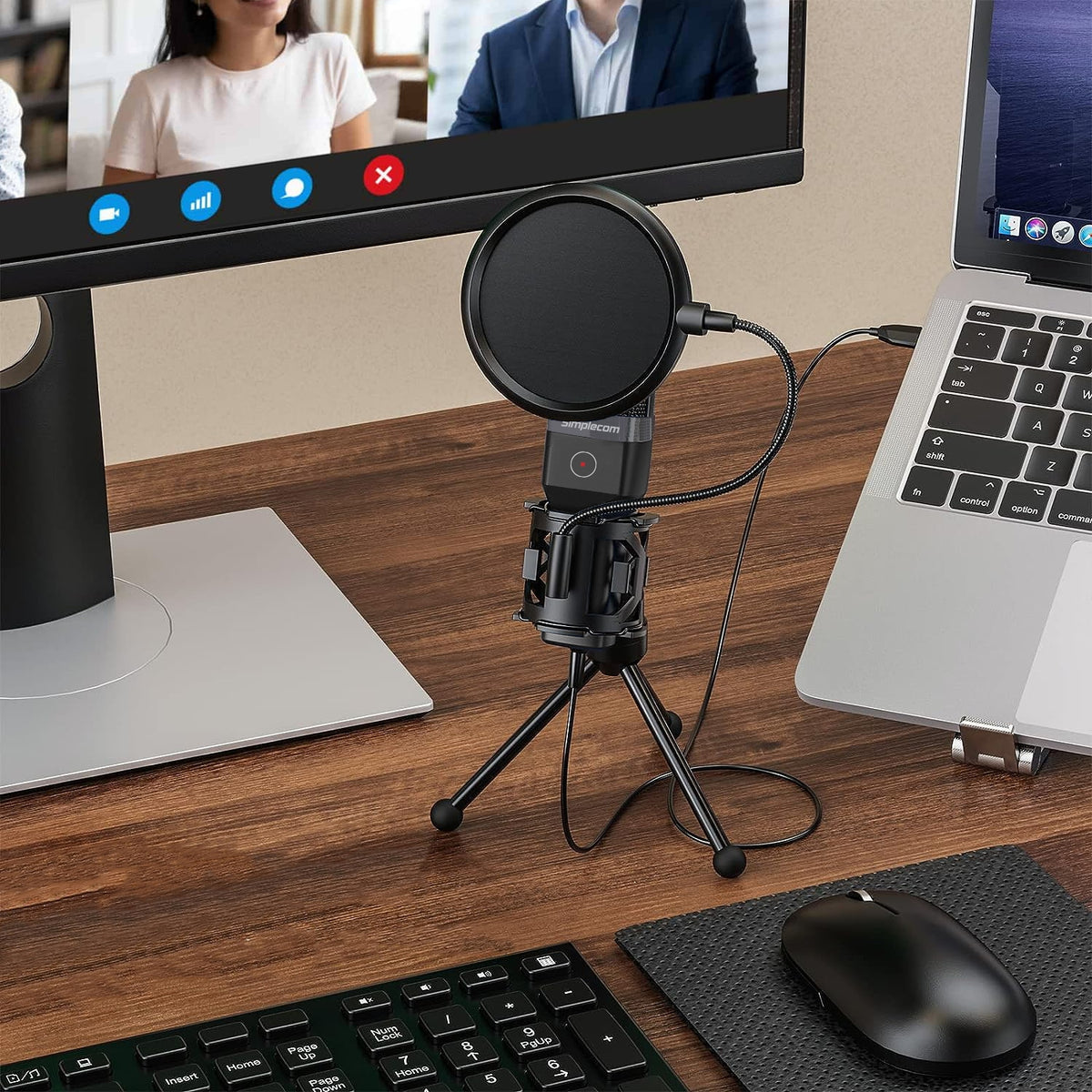 Simplecom UM650 USB Cardioid Condenser Microphone Gaming RGB Lights with Tripod & Pop Filter Tristar Online