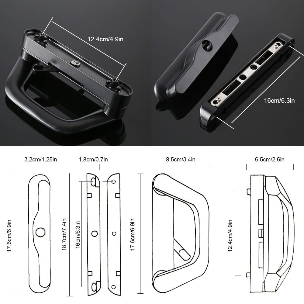 Sliding Patio Door Handle Set Mortise Lock Suitable for Sliding Glass Patio Door Keyed Black Tristar Online