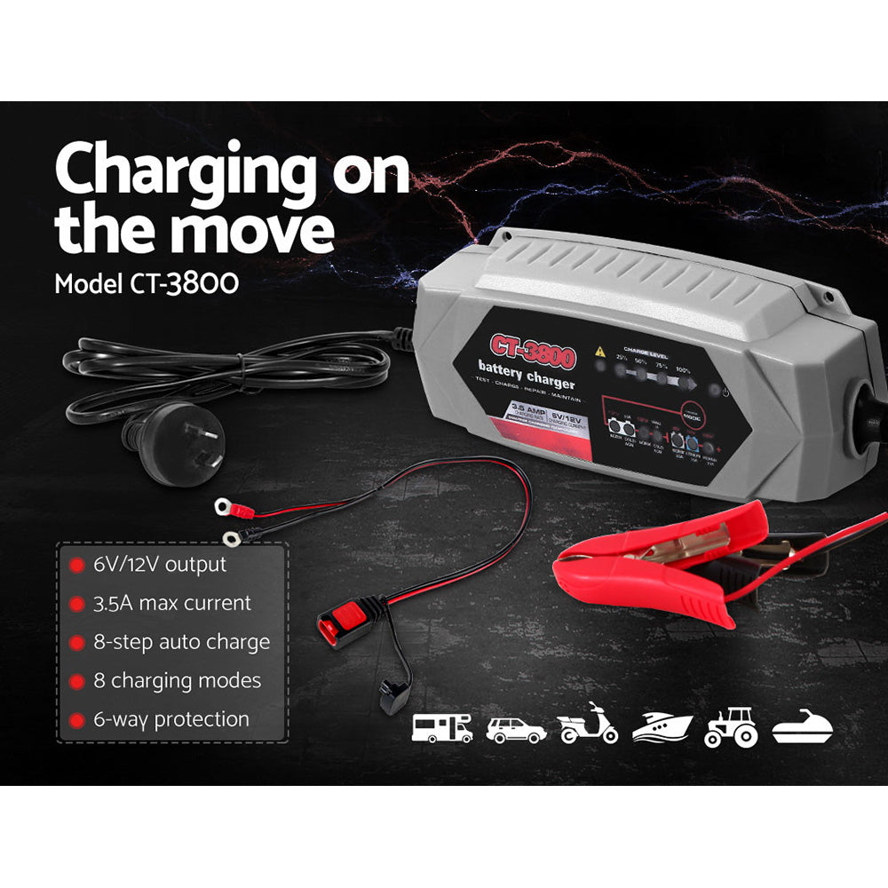 Smart Battery Charger 3.5A 12V 6V Automatic SLA AGM Car Truck Boat Motorcycle Caravan Tristar Online