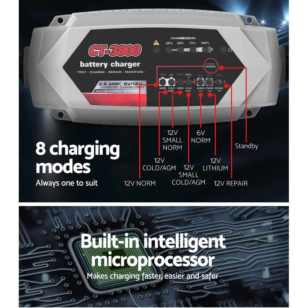 Smart Battery Charger 3.5A 12V 6V Automatic SLA AGM Car Truck Boat Motorcycle Caravan Tristar Online