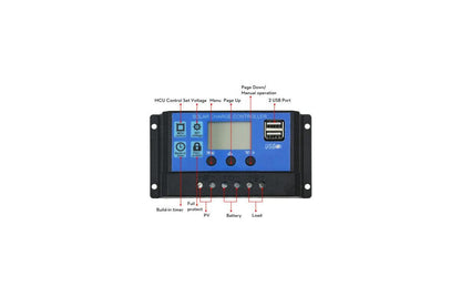 Solar Charge Controller Regulator 12V-24V 5V 2USB Port Trion