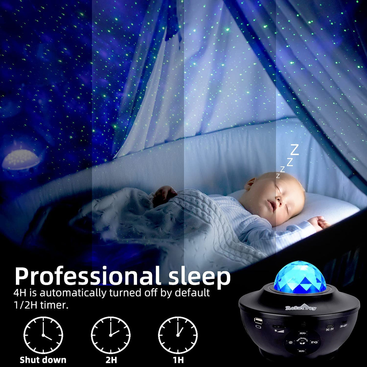 LED Galaxy Starry Night Light Projector With Bluetooth Music Speaker Trion