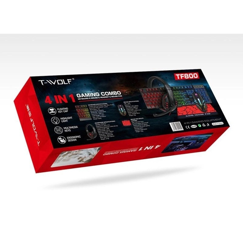 T-Wolf TF800 RGB 4-pcs Gaming Keyboard/Mouse/Headphone/Mouse Pad Kit Set Tristar Online
