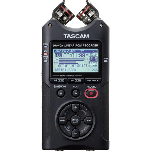 Tascam DR-40X 4-Channel Portable Audio Recorder and USB Interface with Adjustable Mic Tascam
