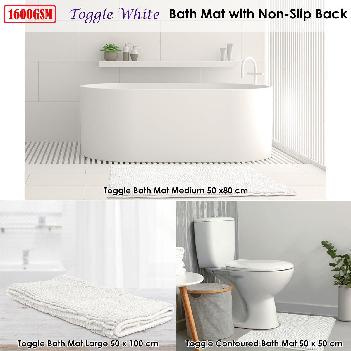 Toggle Microfiber Bath Mat Medium White Tristar Online