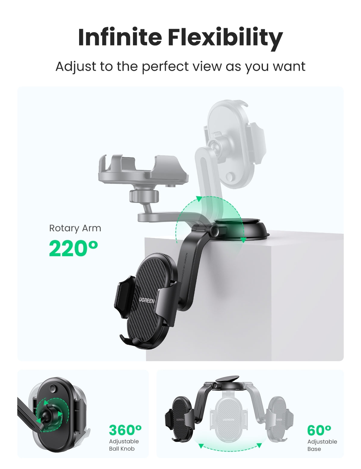 UGREEN 20473 Waterfall-Shaped Suction Cup Phone Mount Tristar Online