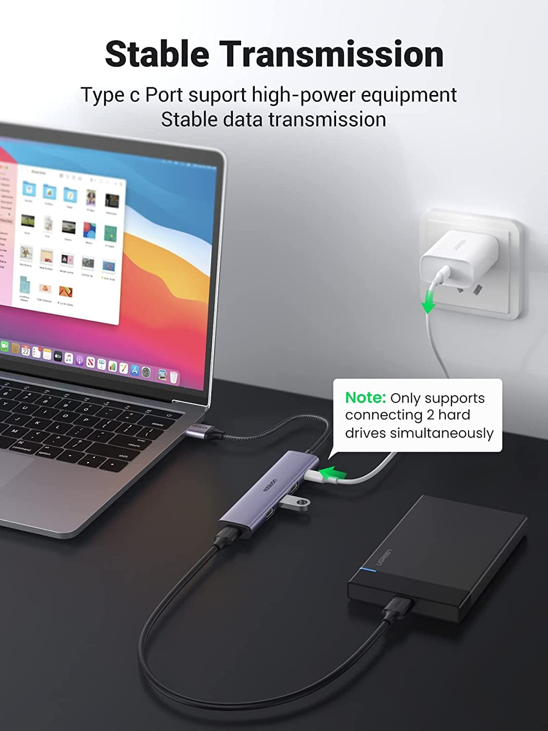 UGREEN 20805 USB 3.0 4-Port Hub with USB-C Power Port Tristar Online