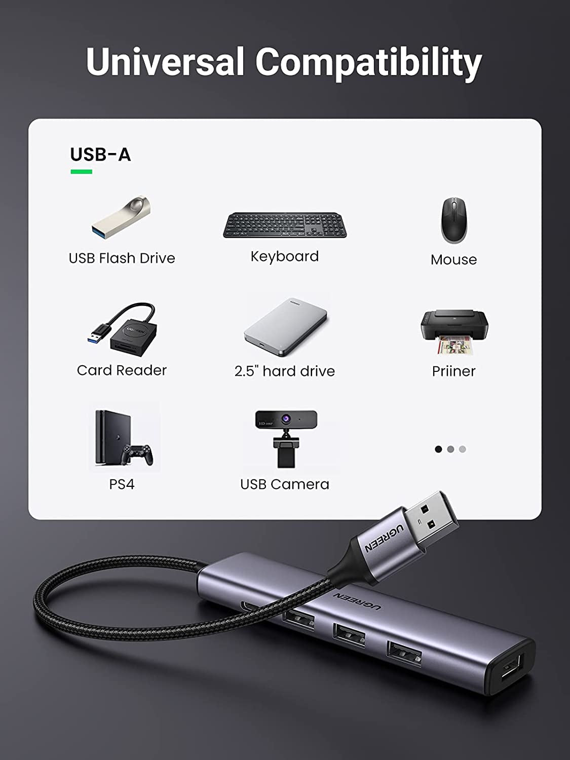 UGREEN 20805 USB 3.0 4-Port Hub with USB-C Power Port Tristar Online