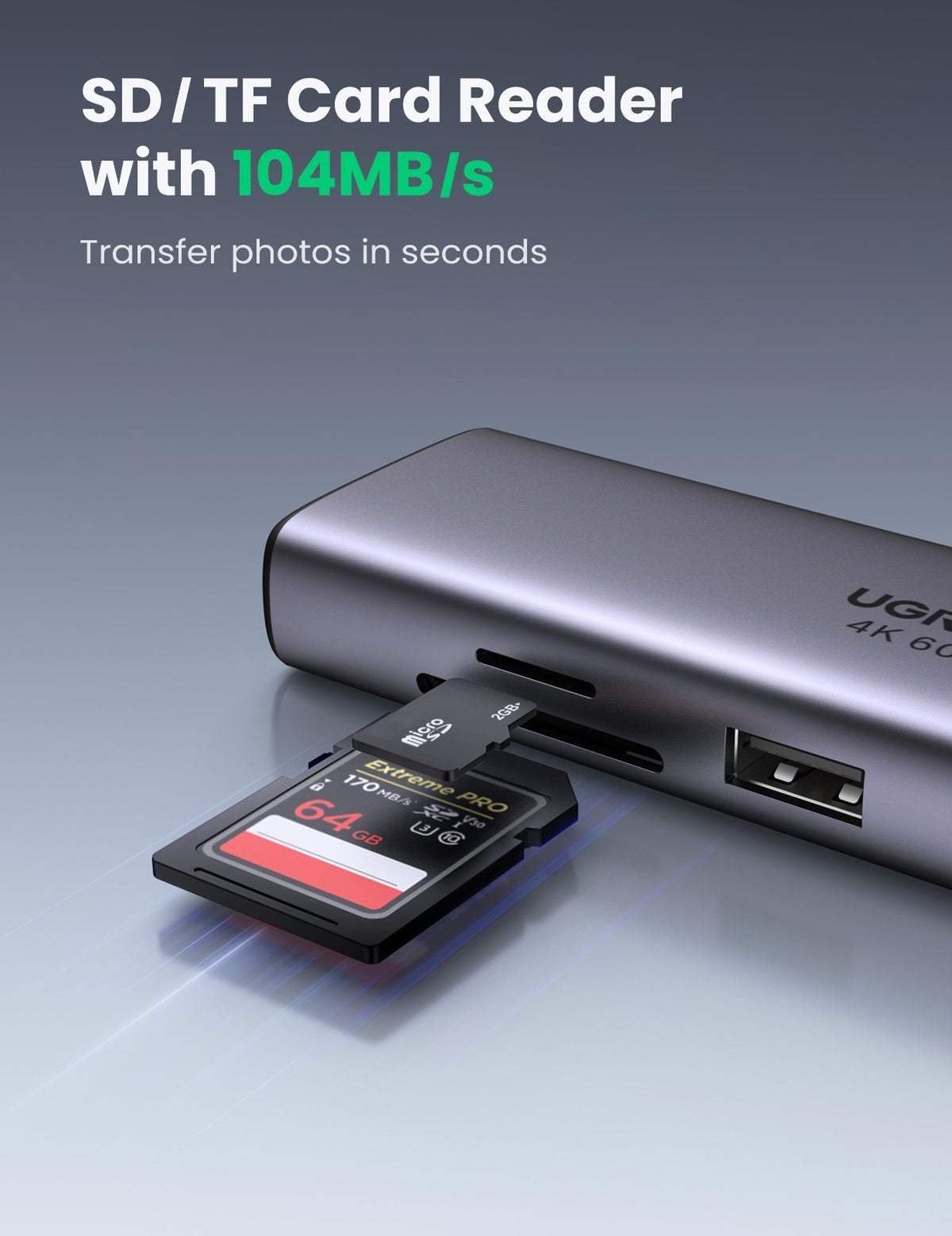 UGREEN 60515 USB-C to HDMI/Ethernet Adapter with Card Reader Tristar Online