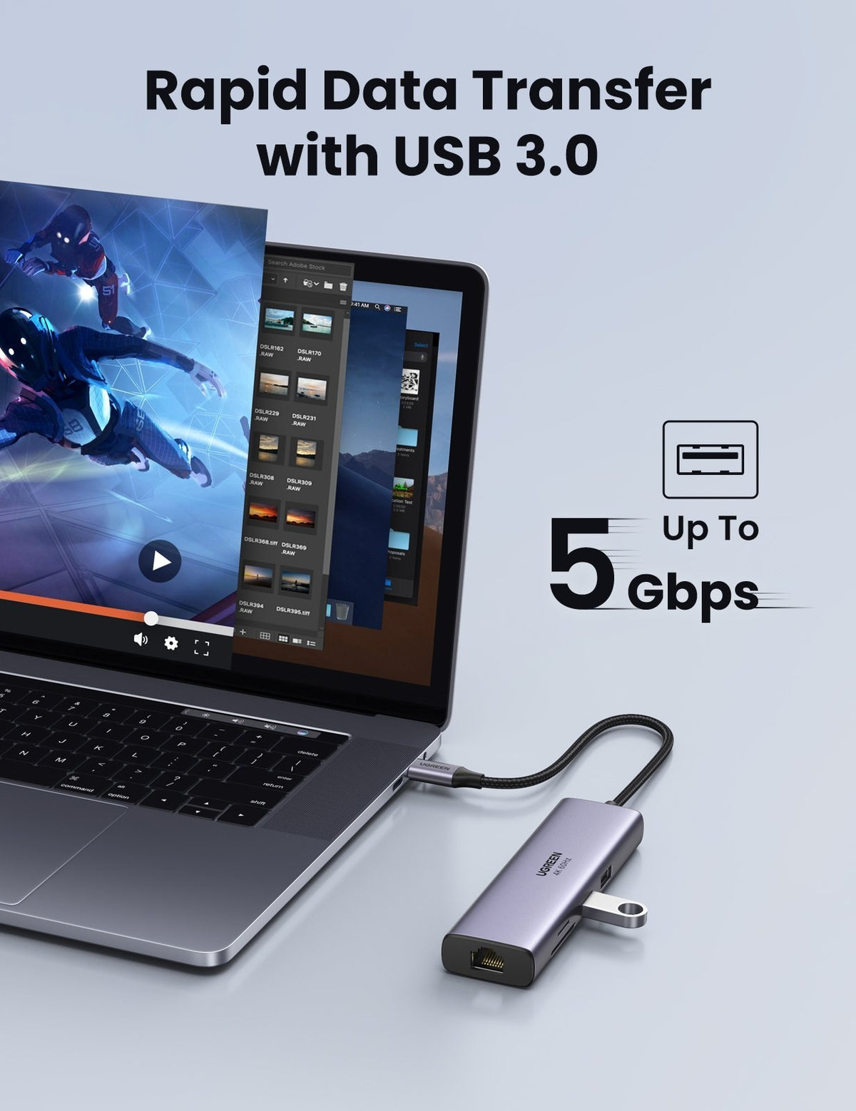UGREEN 60515 USB-C to HDMI/Ethernet Adapter with Card Reader Tristar Online