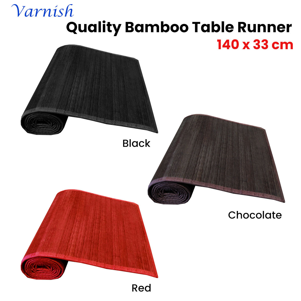 Varnish Bamboo Table Runner 140 x 33cm Chocolate Tristar Online