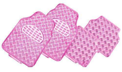 VENOM 4-Piece Car Mat - PINK [Rubber/Aluminium Look] Tristar Online
