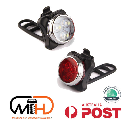 Waterproof Bicycle Bike Lights Front Rear Tail Light Lamp USB Rechargeable IPX4 Tristar Online