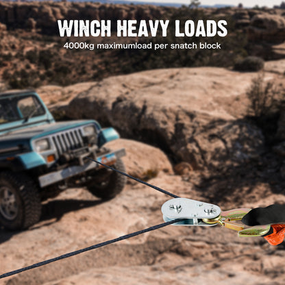 X-BULL 4Ton Snatch Block Pulley Hook Wire Rope Hoist For 4WD ATV UTV Off Road Tristar Online